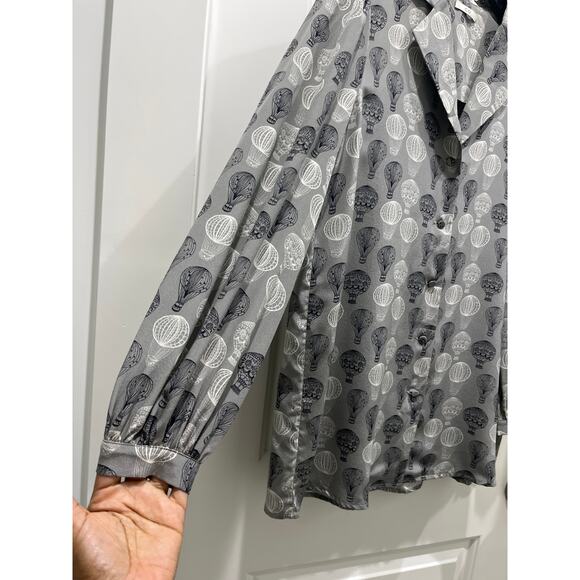 CO Long Sleeve Button Front Collared Balloon Print Tunic Blouse Sz 10 / 12 - Picture 3 of 7